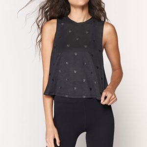 Heart Print Active Crop Tank